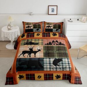 buffalo plaid check bedding sets cabin camping decor bear elk deer comforter for kids teens pink orange blue patchwork duvet insert pike fish fishing quilt fall leaves down comforter queen 3pcs