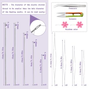 58 Pcs Beading Needles Set,50 Pcs Long Straight Beading Thread Needles, 8 Pcs Big Eye Beading Needles with Threader, Needle Bottle, Yarn Scissors,Tweezers for Bracelets and Jewelry Making