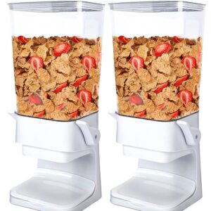 Conworld Cereal Dispenser, Cereal Containers Storage, Big Cereal Dispenser Countertop - Not Easy to Crush Food, Cereal Container For Pantry Organization And Storage (White, 2Pcs