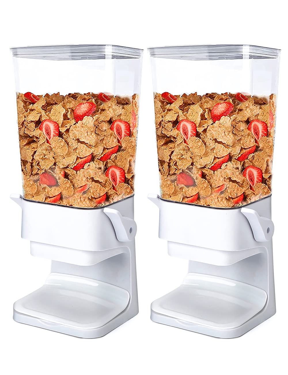 Conworld Cereal Dispenser, Cereal Containers Storage, Big Cereal Dispenser Countertop - Not Easy to Crush Food, Cereal Container For Pantry Organization And Storage (White, 2Pcs