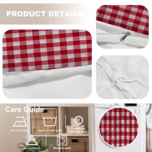 BaoNews Red White Checkered Duvet Cover Set Full Size,3 Pieces Square Red and White Gingham Bedding Set Hotel Quality PolyesterComforter Cover Set with 2 Pillowcases(No Filler)