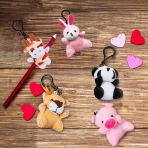 DINESIL 24 Pack Mini Plush Animals Toys, Small Stuffed Animal Plush Keychain Set for Goodie Bag Fillers, Easter Basket Stuffers, Easter Party Favors, Classroom Prizes