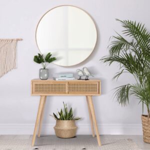 Console/Entryway Tables, Small Vanity Desk Rattan Dresser Side Table Entry Table Narrow Modern Hallway/Sofa Table Boho for Living Room, 31"