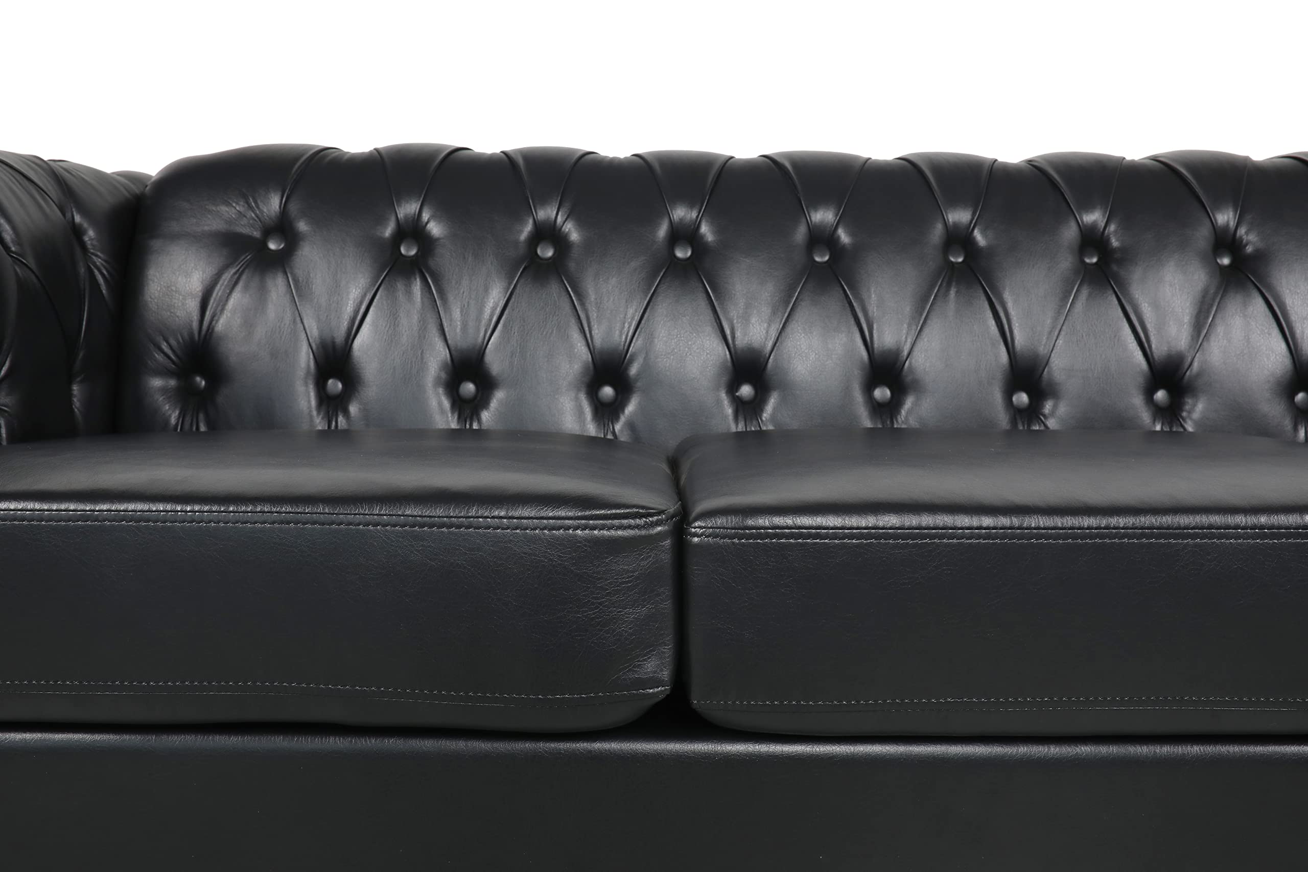 PHOYAL Sectional Modular Sofa Couches, PU Leather Modular Sofa Furniture Set Tufted Cushion Suitable for Small Space Configuration Sofa, Office Meeting Room Couch (PU Black, 1-2-3)