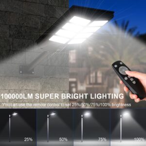 SZPOWER 1000w Solar Street Lights Outdoor, 100000LM Solar Outdoor Lights, Solar Lights for Outside, Waterproof IP66 for Outdoor Lighting, Driveway, Parking Lot, Pole, Garden, Yard, Backyard