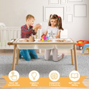 Beright 5 in 1 Children's Table, Play Sand Indoor Sensory Table, Kids Art Table Drawing Table with Paper Roll & Paint Cups, not with Storage Bin