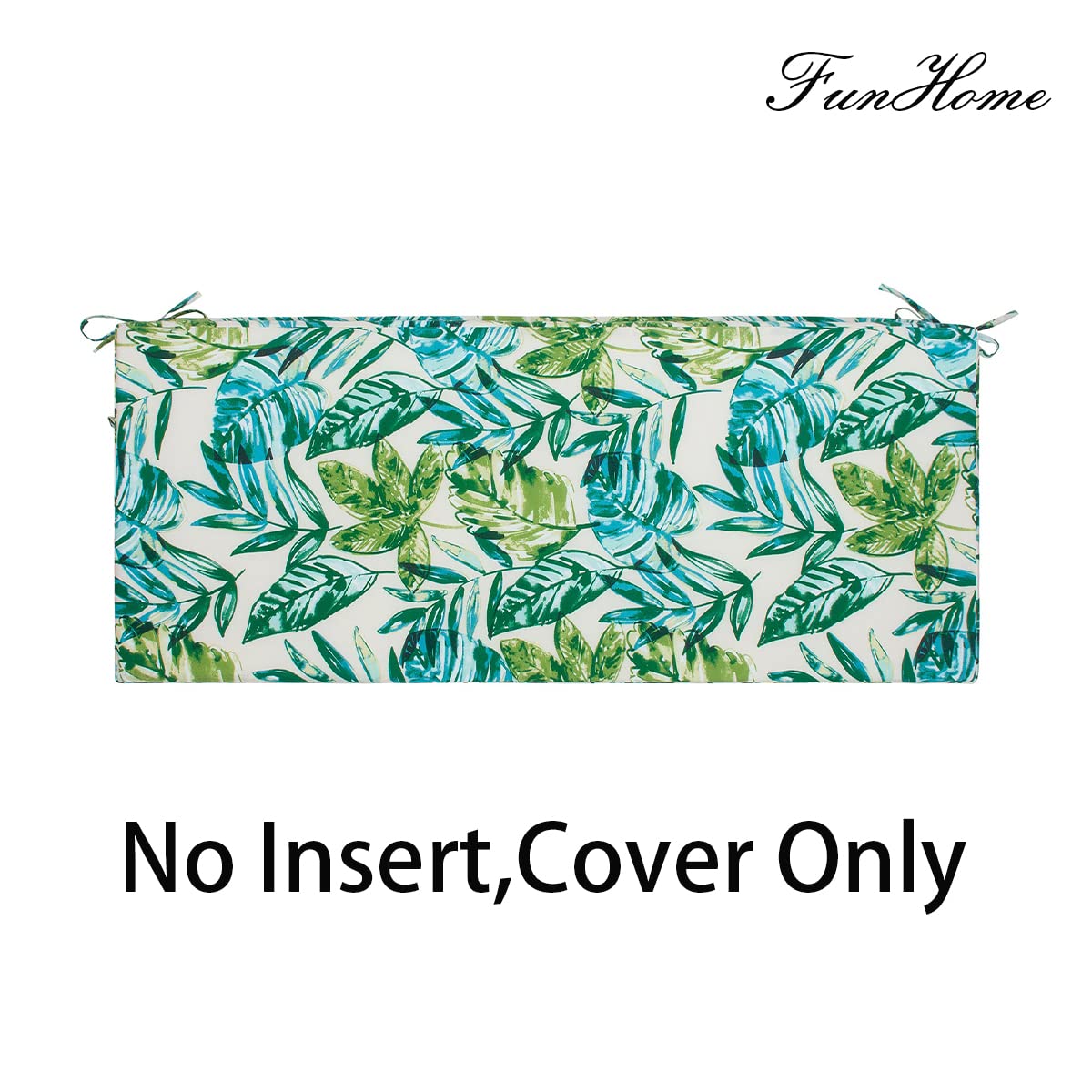 FUNHOME Outdoor Bench Cushion Cover 54 x18 x 3 inch,Waterproof Cover with Zipper&Ties,Fade-Resistant Slipcover,Patio Porch Swing Cushion Cover Replacement Only,No Insert(Palm Leaf)