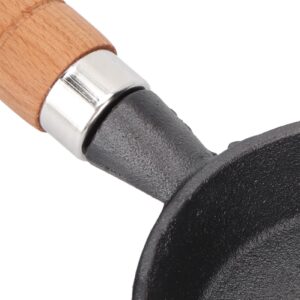 Frying Pan, Cast Iron Pot 10cm Wooden Handle Small Frying pan 10CM Casting Iron with Wood Handle Egg Dumpling Mini Fried Egg Skillet Mini Flat Bottomed Pancake Cookware Kitchen