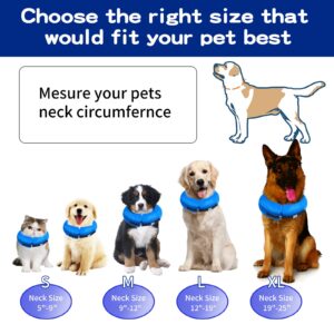 Dog Cone Collar for After Surgery - Soft Dog Cones for Medium Dog and Cats- Inflatable Elizabethan Dog Cone Collar Alternative - Adjustable Recovery Collar for Pets - Blue - Medium(Neck 9"-12")