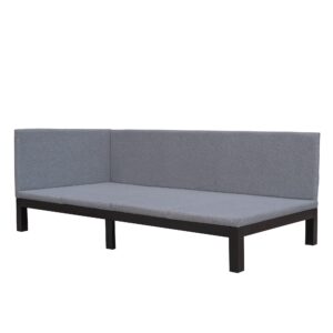 Merax, Gray Upholstered Daybed/Sofa Frame/Wood Floor Linen Cover Mattress/Futon Sleeper Beds, Twin Size