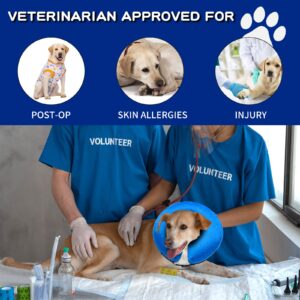 Dog Cone Collar for After Surgery - Soft Dog Cones for Medium Dog and Cats- Inflatable Elizabethan Dog Cone Collar Alternative - Adjustable Recovery Collar for Pets - Blue - Medium(Neck 9"-12")