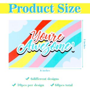 Teling 60 Pcs You are Awesome Cards Postcards 4 x 6 Inches You are Amazing Cards Thanks Employee Appreciation Postcards Certificates for Adults and Teacher Office Supplies