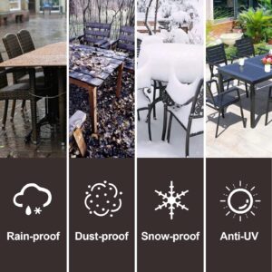 PureFit Patio Furniture Covers Outdoor Table Furniture Cover Waterproof Canvas Rectangle 650D Patio Covers for Outdoor Furniture, Lawn, Deck, Backyard, Anti-fade & Tear Resistant, 110"L x 84"W x 28"H