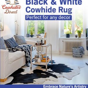 Cowhides Direct Genuine Cowhide Rug - Black & White Rug for Living Room, Bedroom & More - Authentic Cow Rug (6’x7’ Black & White)