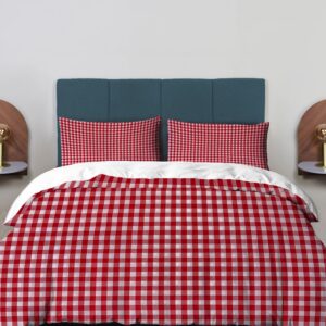 baonews red white checkered duvet cover set full size,3 pieces square red and white gingham bedding set hotel quality polyestercomforter cover set with 2 pillowcases(no filler)