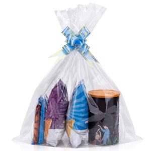 Awpeye Cellophane Bags 50 Pack, Cellophane Gift Bags, Cellophane Wide Clear Bags For Mugs, Wine Bottles And Small Baskets 2 Mil Thick