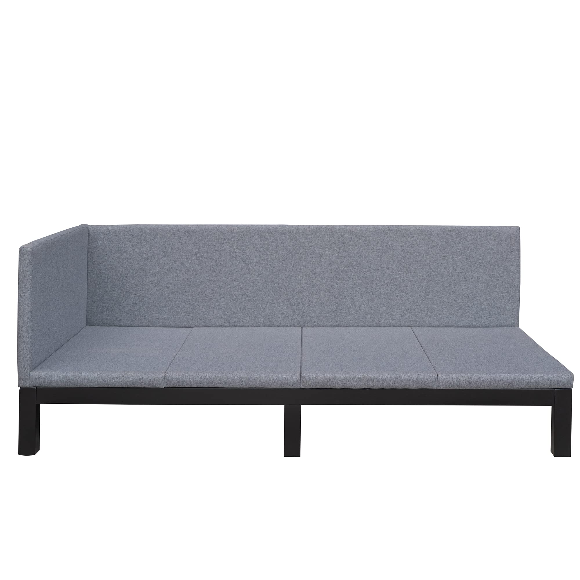 Merax, Gray Upholstered Daybed/Sofa Frame/Wood Floor Linen Cover Mattress/Futon Sleeper Beds, Twin Size