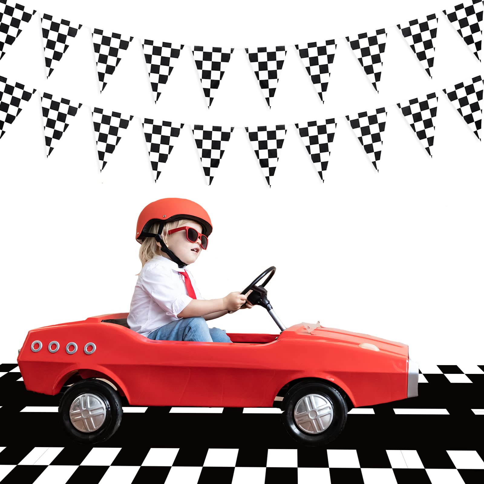 3pcs Race Car Birthday Party Supplies Two Fast Birthday Decorations Racing Checkered Flag Plastic Tablecloth Table Cover for Boys Two Fast Birthday Baby Shower Decor