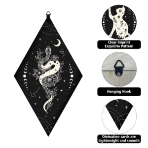 CRASPIRE Wooden Wall Decorations Boho 3pcs Black Wooden Pendulum Board Cats Snakes Moths Wall Hanging Ornament Rhombus Wall Art with Tarot Patterns for Witchcraft Wiccan Altar Supplies Home Gallery