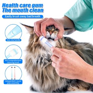 4 pcs Small dog & Cat Toothbrush 360 Degree Soft Silicone, Cat Dental Care, Pet Toothbrush, Oral Hygiene, Easy to Handle, Deep Clean, Independent Packaging, light sky blue & light pink (4 pack)