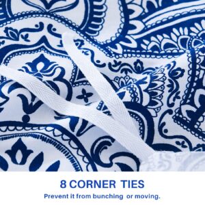 CozyQQ Cotton Duvet Cover King - 100% Cotton 400TC Winter Soft Royal Blue Floral Damask Paisley King Duvet Cover Set, 3 PCS King Duvet Cover with Zipper Closure (104x90, No Comforter)