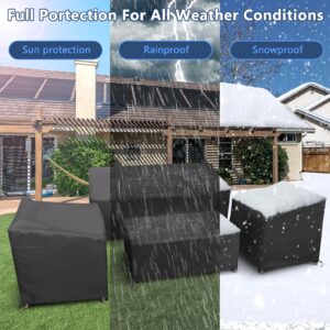 STARTWO Outdoor Furniture Cover Waterproof, 4 Piece Patio Furniture Covers Set, Heavy Duty Lawn Patio Covers for 1xSofa Cover, 2xChair Covers, 1xCoffee Table Cover with Windproof Buckle Strap, Black