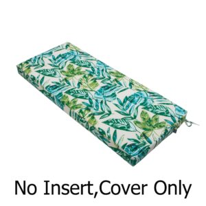 FUNHOME Outdoor Bench Cushion Cover 54 x18 x 3 inch,Waterproof Cover with Zipper&Ties,Fade-Resistant Slipcover,Patio Porch Swing Cushion Cover Replacement Only,No Insert(Palm Leaf)