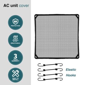 ECOOPTS 36"x36" Air Conditioner Cover AC Unit Top Mesh Cover for Outside Unit with Bungee Cords, Leaf Guard Mesh Air Conditioner Cover