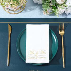 100 Pieces Wedding Napkins for Reception Disposable Bridal Shower Napkins Gold Foil Wedding Decorations for Wedding Shower Engagement Party Decorations Cocktail Beverage Dessert (Simple Styles)