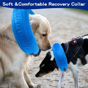 Dog Cone Collar for After Surgery - Soft Dog Cones for Medium Dog and Cats- Inflatable Elizabethan Dog Cone Collar Alternative - Adjustable Recovery Collar for Pets - Blue - Medium(Neck 9"-12")