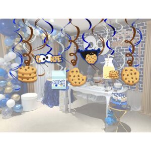 Cookies Milk Birthday Decorations Hanging Swirls, Cookie Happy Birthday Monsters Party Supplies Baby Shower for Kids (24 CT)