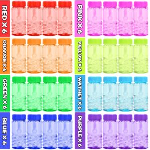 48 Pack Bubble Bottle with Wand Attached to the Cap (8 Colors), Bubbles Bulk Set for Kids Party Favors, Blower Bubbles Refill Toy for Toddler Summer Outside, Birthday Gift, Goody Bag Stuffers Supplies