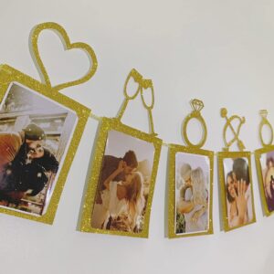 Concico Photo Banner for Bridal Shower/Wedding/Engagement/Anniversary Party Kit Supplies Decorations decor (Gold)