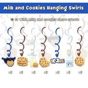 Cookies Milk Birthday Decorations Hanging Swirls, Cookie Happy Birthday Monsters Party Supplies Baby Shower for Kids (24 CT)