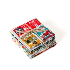 Farmall Tractor Fabric Fat Quarter Bundle, Five Fat Quarters, Farm-to-Table Collection