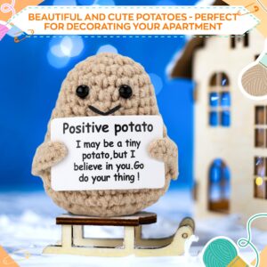 Crochet Positive Potato - Emotional Support Potato Positive Crochet New Years Gifts Small Potatoes Emotional Support Plush Crochet Potato Positive Tiny Potato Toy - Positive Potato Crochet Gifts