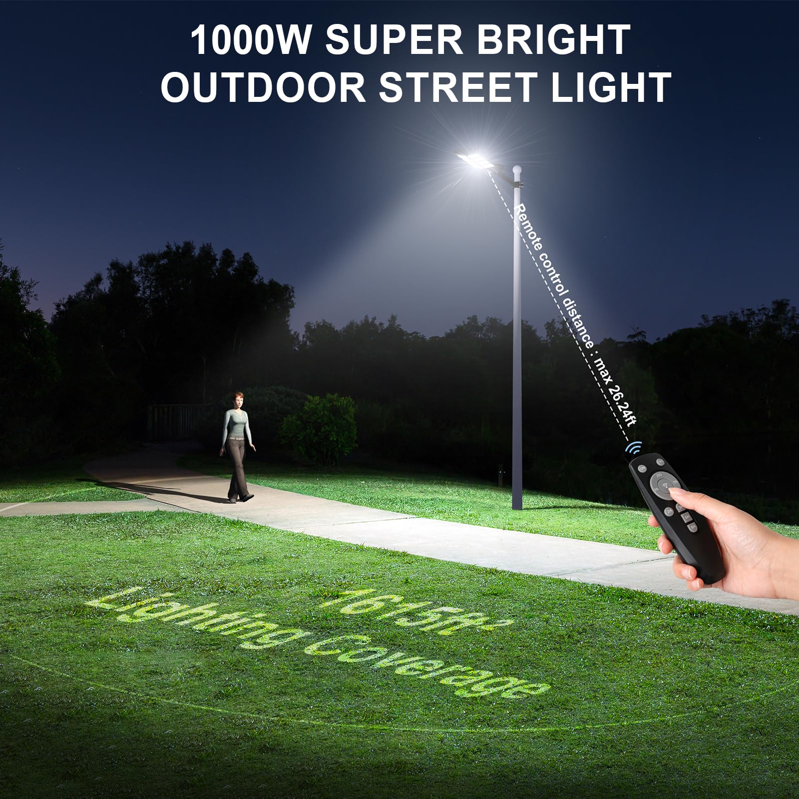 SZPOWER 1000w Solar Street Lights Outdoor, 100000LM Solar Outdoor Lights, Solar Lights for Outside, Waterproof IP66 for Outdoor Lighting, Driveway, Parking Lot, Pole, Garden, Yard, Backyard