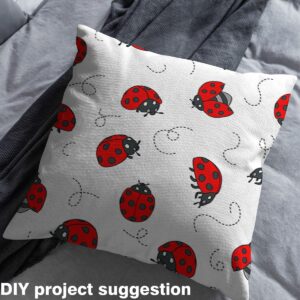 Cartoon Ladybugs Fabric by The Yard Red Black Wild Animal Decor Fabric for Kids Boys Girls Nature Creature Rustic Style Fabric for DIY Outdoor Indoor Furnishing Hobby 1 Yard