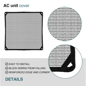 ECOOPTS 36"x36" Air Conditioner Cover AC Unit Top Mesh Cover for Outside Unit with Bungee Cords, Leaf Guard Mesh Air Conditioner Cover