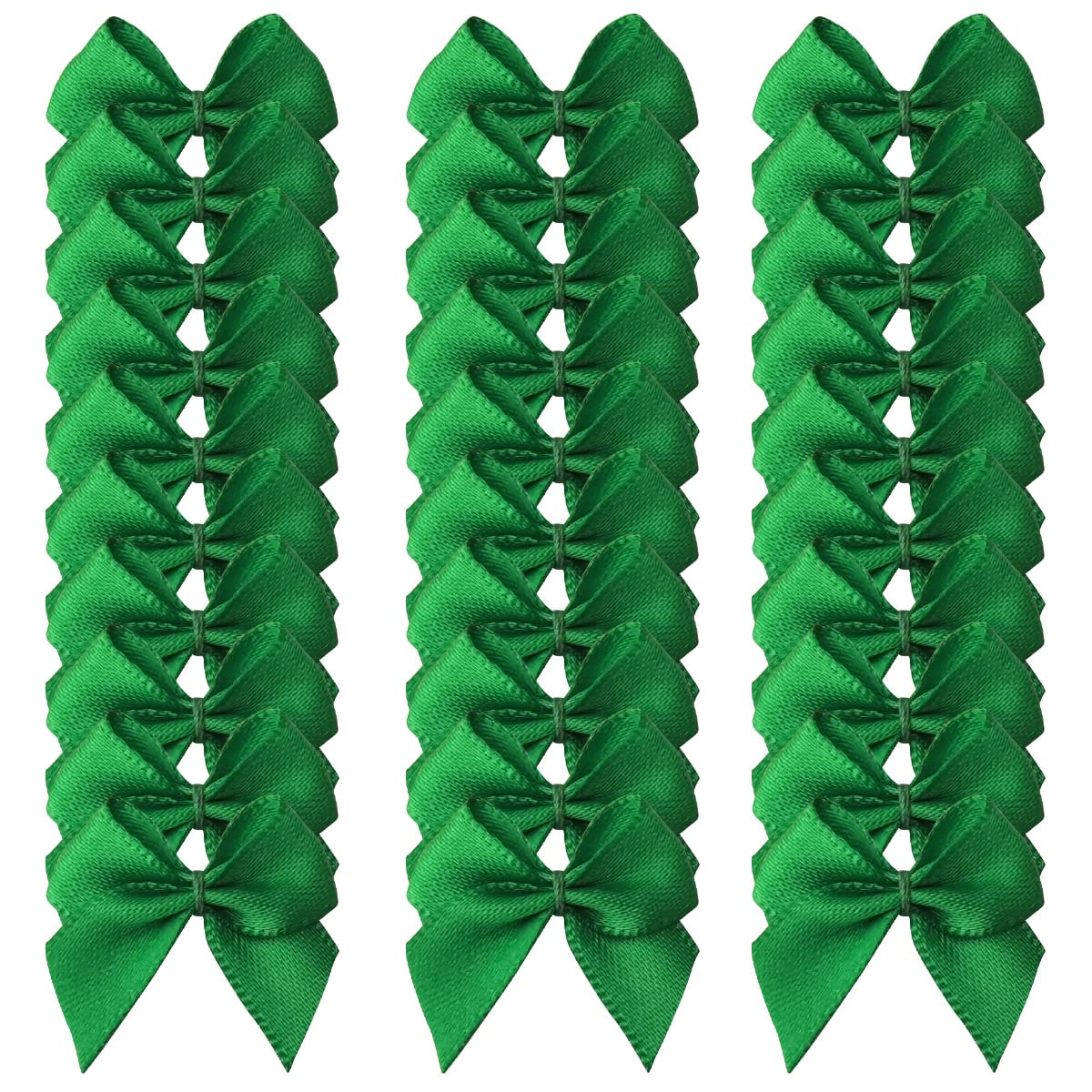 Micomon 50pcs 1.2-Inch Mini Satin Ribbon Bows for Crafts Small Green Bows Christmas Decoration Embalishement Scrapbooking(Green)