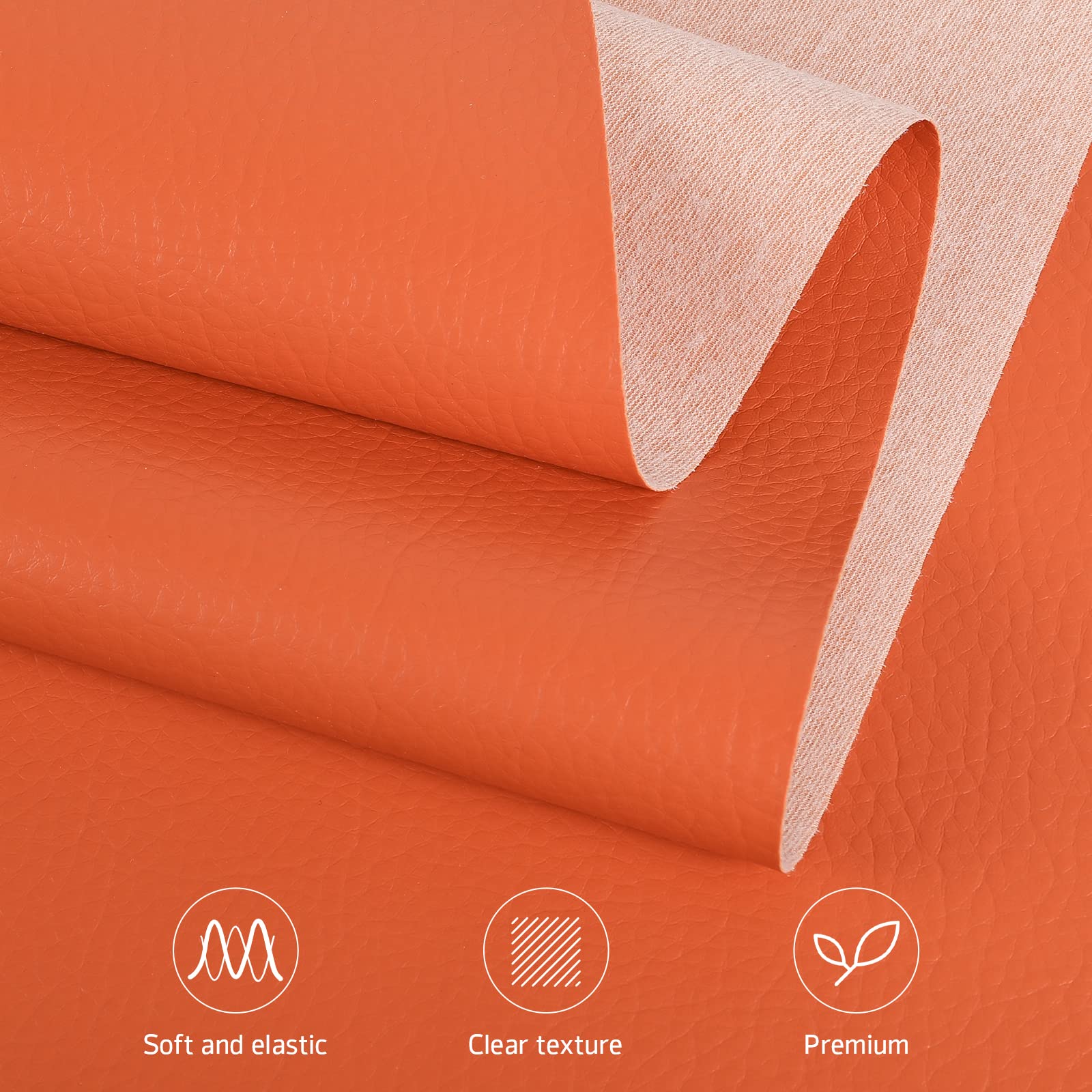 Osunnus Faux Leather Upholstery Fabric by The Yard Vinyl Fabric 55" Wide Outdoor PU Leather Sheets for Home Decor DIY Crafts Chair Furniture Car Marine Upholstery, 1 Yard Orange