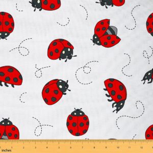 cartoon ladybugs fabric by the yard red black wild animal decor fabric for kids boys girls nature creature rustic style fabric for diy outdoor indoor furnishing hobby 1 yard