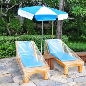 2 Pieces Waterproof Patio Lounge Chair Cover Heavy Duty Outdoor Chaise Lounge Covers 85L x 33W x 33H Plastic Outdoor Furniture Covers Clear Chaise Cover Large Weatherproof Patio Sofa Furniture Covers