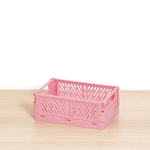 Craftelier - Box for Organisation and Storage of Scrapbooking and other Crafting Materials | Foldable and Stackable Design | Small Size - Open Box Measures 15 x 9,5 x 5,7 cm - Pink Colour