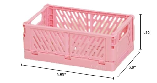 Craftelier - Box for Organisation and Storage of Scrapbooking and other Crafting Materials | Foldable and Stackable Design | Small Size - Open Box Measures 15 x 9,5 x 5,7 cm - Pink Colour