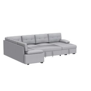 Sleeper Sofa Couch Bed with Pull Out Couch Living Room Set Sectional Sleeper Sofa with Storage Chaise Modular Couch Fabric Sofa Bed in Grey