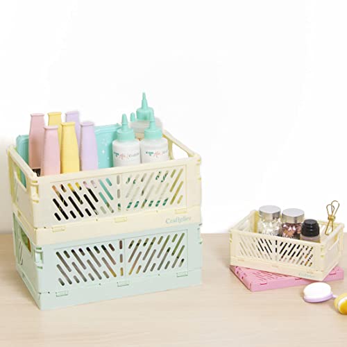 Craftelier - Box for Organisation and Storage of Scrapbooking and other Crafting Materials | Foldable and Stackable Design | Small Size - Open Box Measures 15 x 9,5 x 5,7 cm - Pink Colour