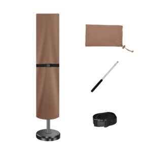 coverfml patio umbrella cover-420d waterproof rectangular umbrella cover-fits 6-9ft outdoor market parasol, 13ft double sided umbrella(coffee) .