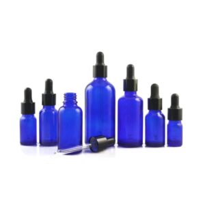 3 Pack 100ml/3.5oz Cobalt Blue Glass Bottles with Glass Eye Droppers Empty Refillable Essential Oils Perfume Dropper Dispenser Sample Travel Makeup Container Storage Vias for Travel Aromatherapy Lab