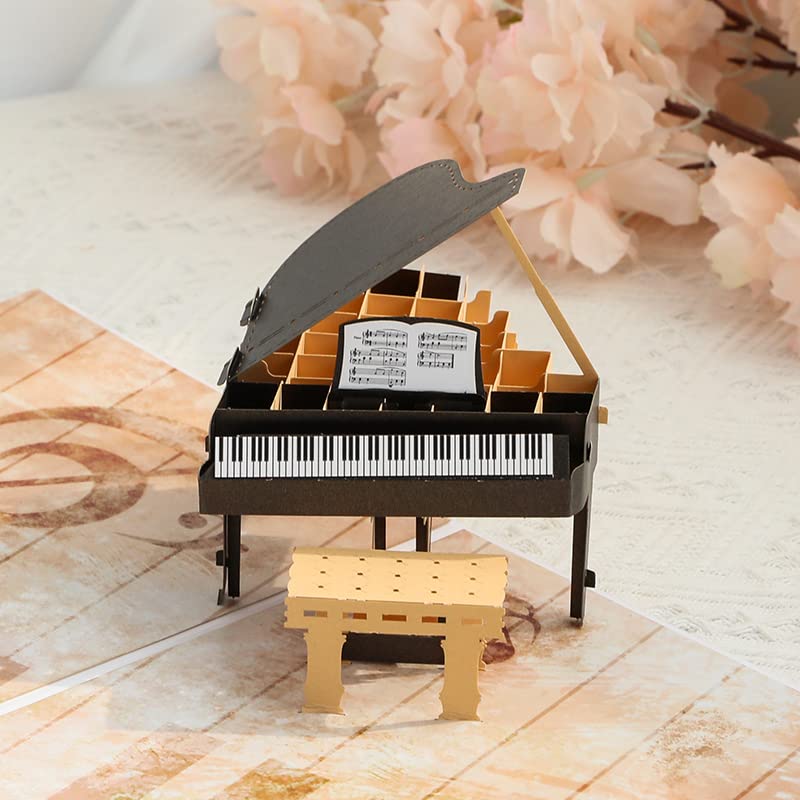 Paper Spiritz Piano Pop Up Card Happy Birthday Greeting Card, 3D Piano Card for Mother's Day, Music Lovers